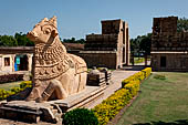 The great Chola temples of Tamil Nadu - The Brihadisvara temple of Gangaikondacholapuram. The large Nandi positioned to the east of the main temple.  